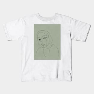 Minimal Line Art - Hijab Woman 1 Kids T-Shirt
